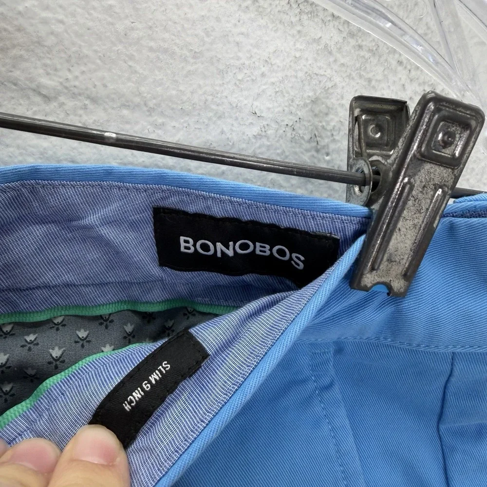 Bonobos Mens Slim Fit 9 Inch Chino Shorts Sky Blue Size 31 Casual Twill Preppy